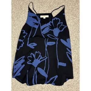 LOFT Women’s Floral Black & Blue Sleeveless Cami Top Size Small